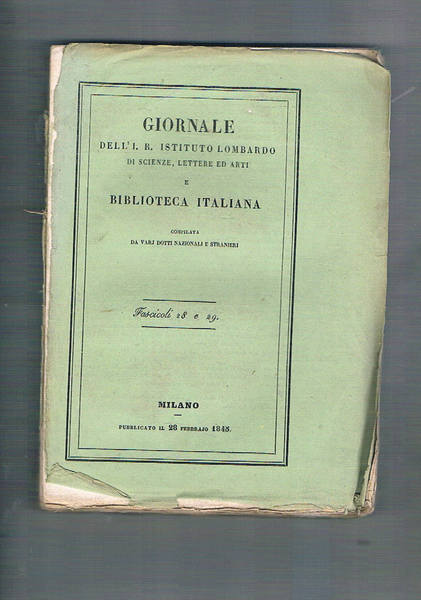 Giornale dell'I. R. Istituto lombardo di scienze, lettere ed arti …