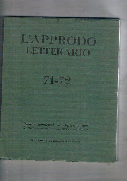 L'Aprrodo Letterario, rivista trimestrale di lettere e arti. n° 71-73 …