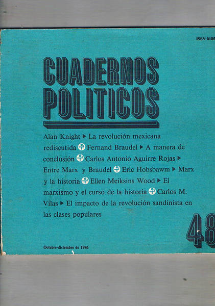 Cuadernos politicos, revista trimestral, n° 48 de octubre-diciembre de 1986. …