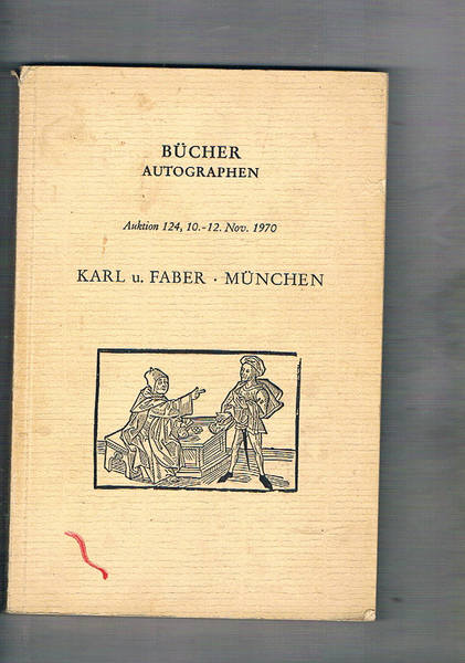 Bücher autographen. Auktion 124, 10.-nov. 1970. Monsocriiti, medicina, atlanti, ecc. …