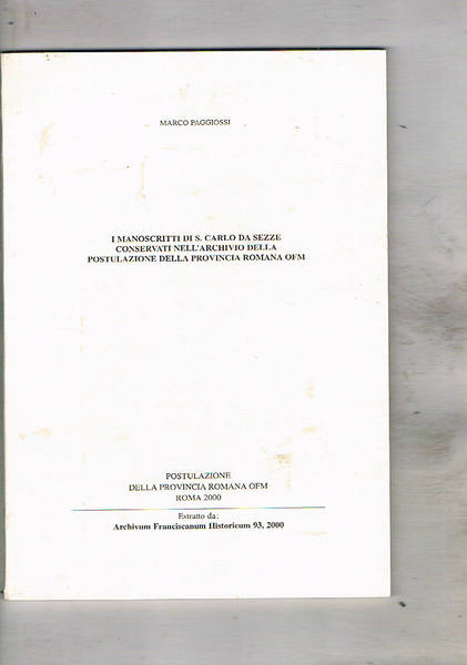 I manoscritti di S. Carlo da Sezze conservati nell'archivio della …