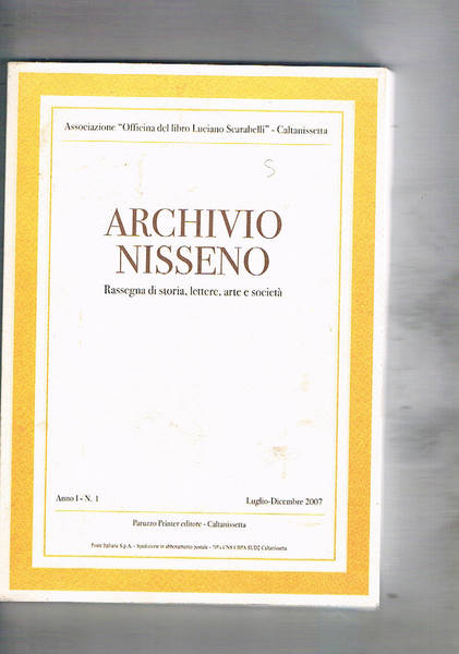 Archivio Nisseno. Rassegna semestrale di Storia, lettere, arte e società …