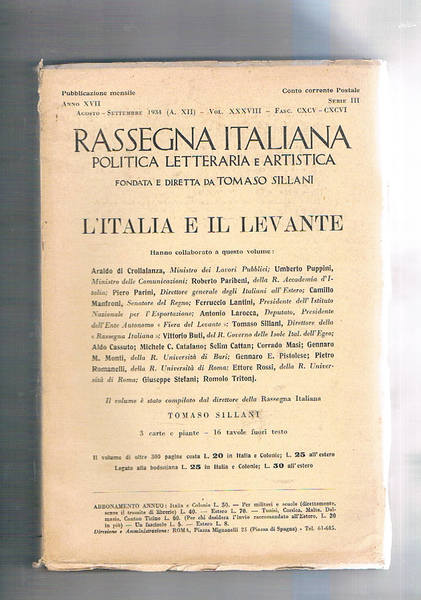 Rassegna italiana, mensile di politica letteraria e artistica. Annata completa …