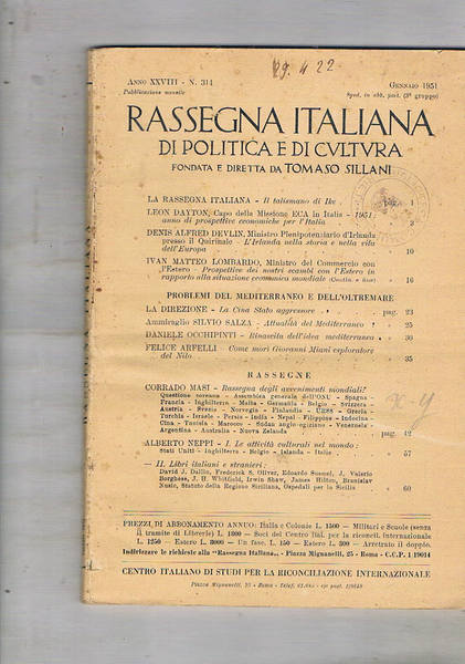 Rassegna italiana, mensile di politica letteraria e artistica. Annata 1951 …