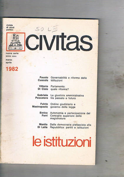Civitas. Rivista bimestrale di studi politici. anno 33° n° mar-apr. …