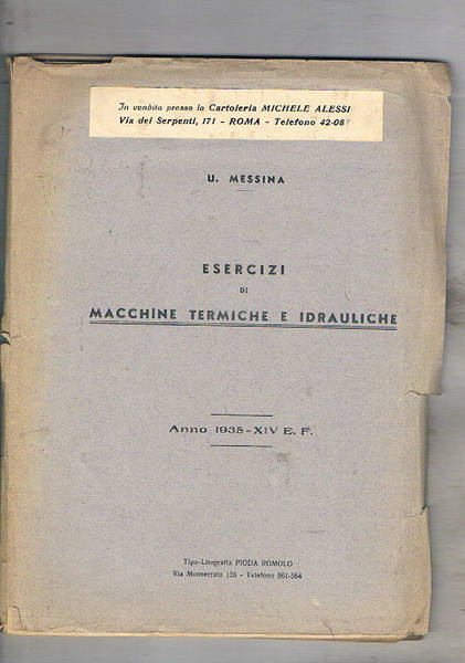 Esercizi di macchine termiche e idrauliche. Dispensa universitaria.
