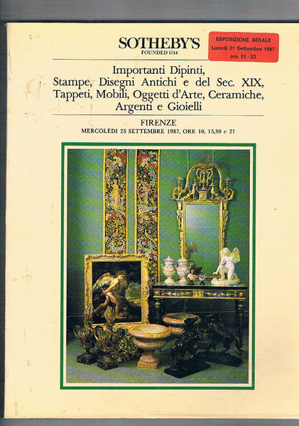 Importanti dipinti, stampe, disegni antichi e del sec. XIX, tappeti, …