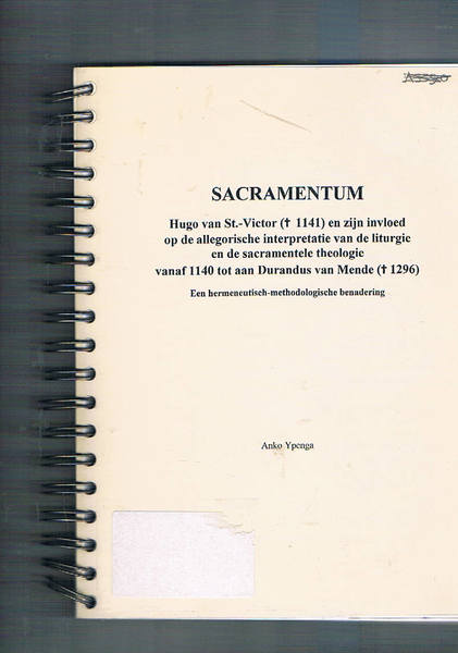 Sacramentum. Hugo van St.-Victor (? 1141) en zijn invloed op …