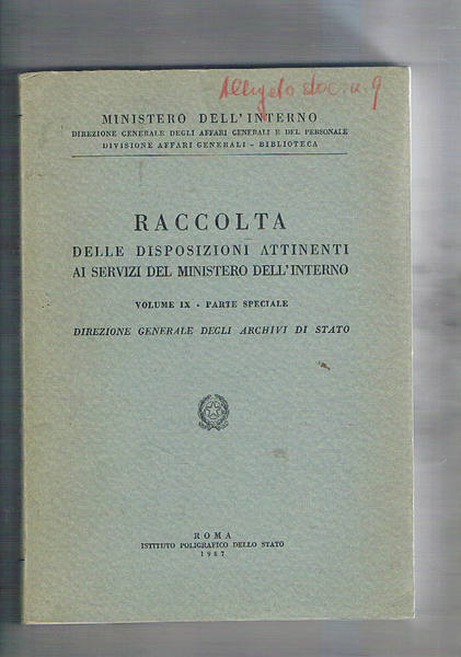 Raccolta delle disposizoni attinenti ai servizi del ministero dell'interno vol. …