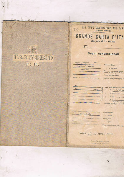 Grande carta d'Italia foglio n° 16: Cannobio. Scala 1/100.000.