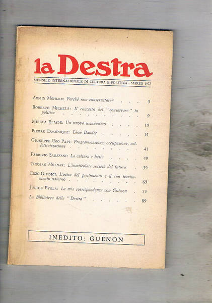 La Destra mensile internazionale di cultura politica n° 3 marzo …