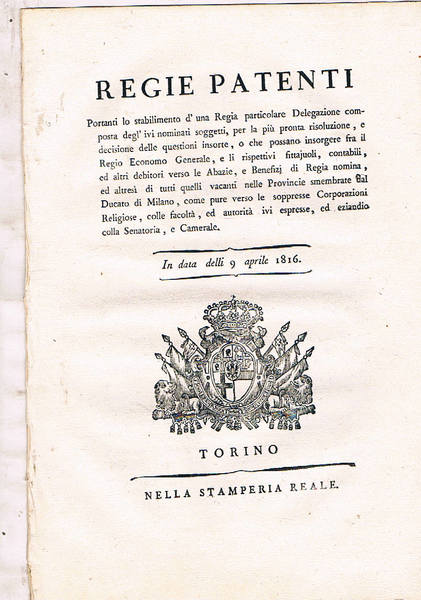 Regie Patenti. Relative alle questioni che possono insorgere fra il …