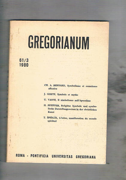 Gregorianum revue trimestrielle n° 61/3 del 1980. Symbolisme et conscience …