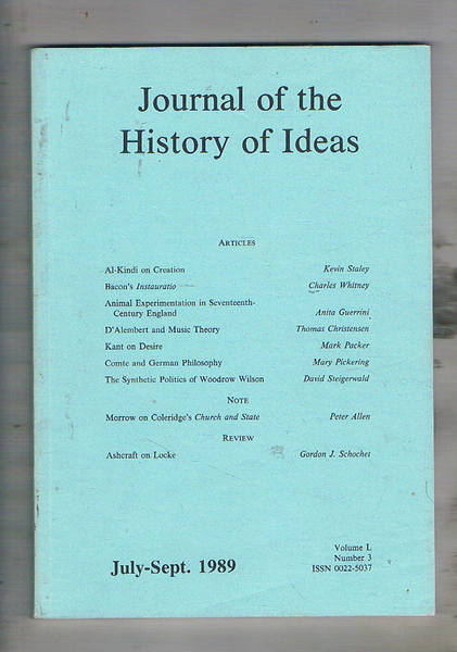 Journal of the History of Ideas. Volume L, n° 3, …