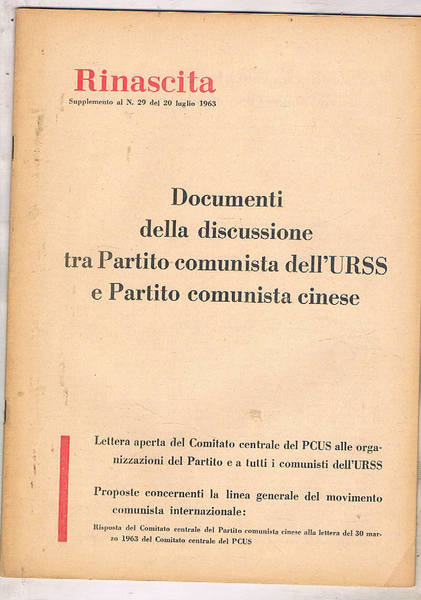 Documenti della discussione tra Partito comunista dell'URSS e Partito comunista …