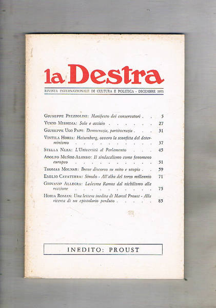 La Destra rivista internazionale di cultura e politica, che annovera …
