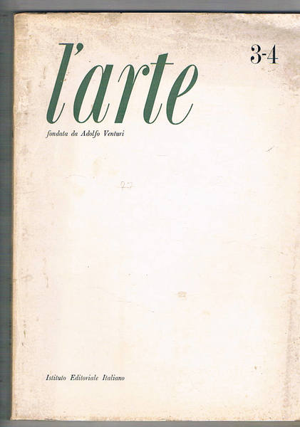 L'arte rivista trimestrale n° 3-4 del 1968. M. Fagiolo Dell'Arco …