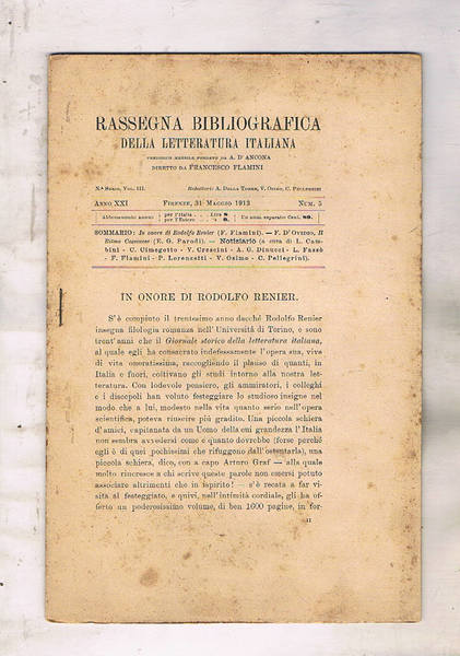 Rassegna bibliografica della Letteratura Italiana n° 5 del 31 maggio …