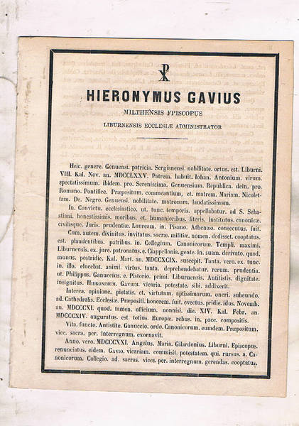 Girolamo Gavi vescovo di Milito e amministratore della chiesa di …