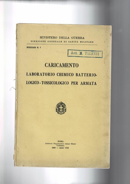 Caricamento laboratorio chimico batteriologico tossicologico per armata. Specchio n° 7-