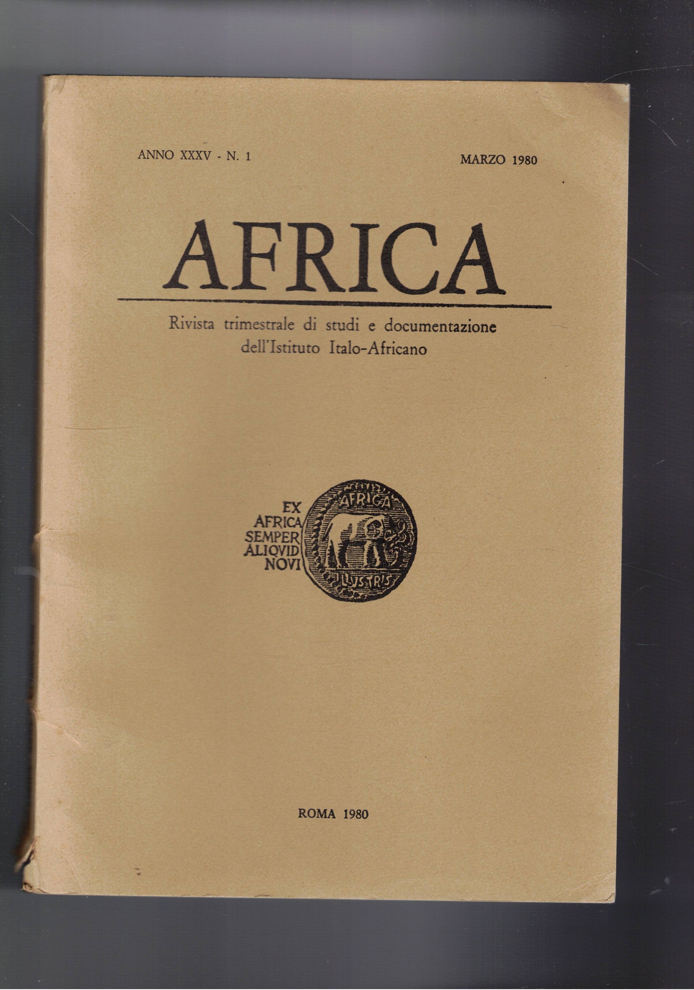 Africa. Rivista trimestrale di studi e documentazione dell'istituto Italo-Africano. Disponiamo …
