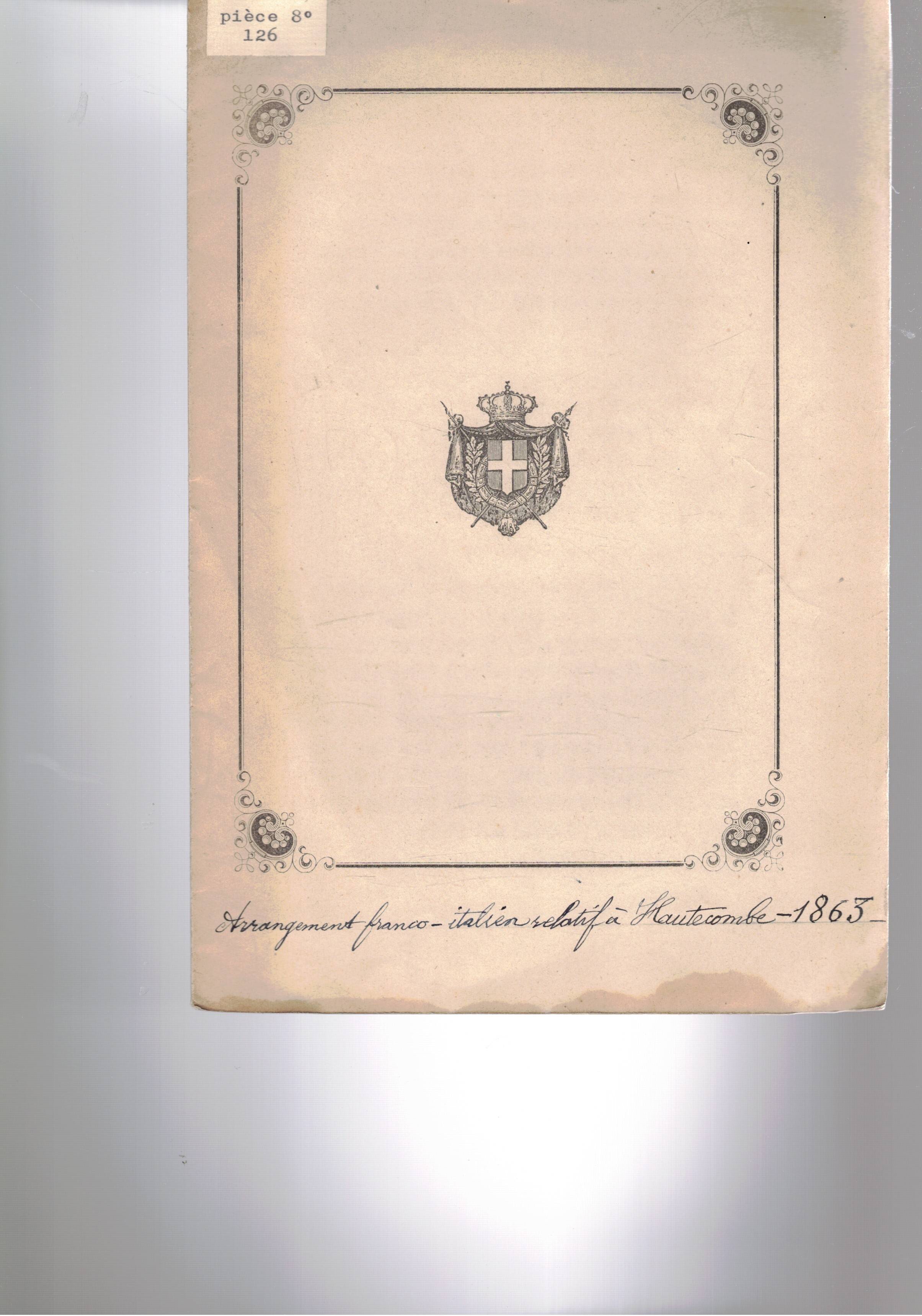 Arrangement relatif à l'Etablissement religieux d'Hautecombe en Savoie.