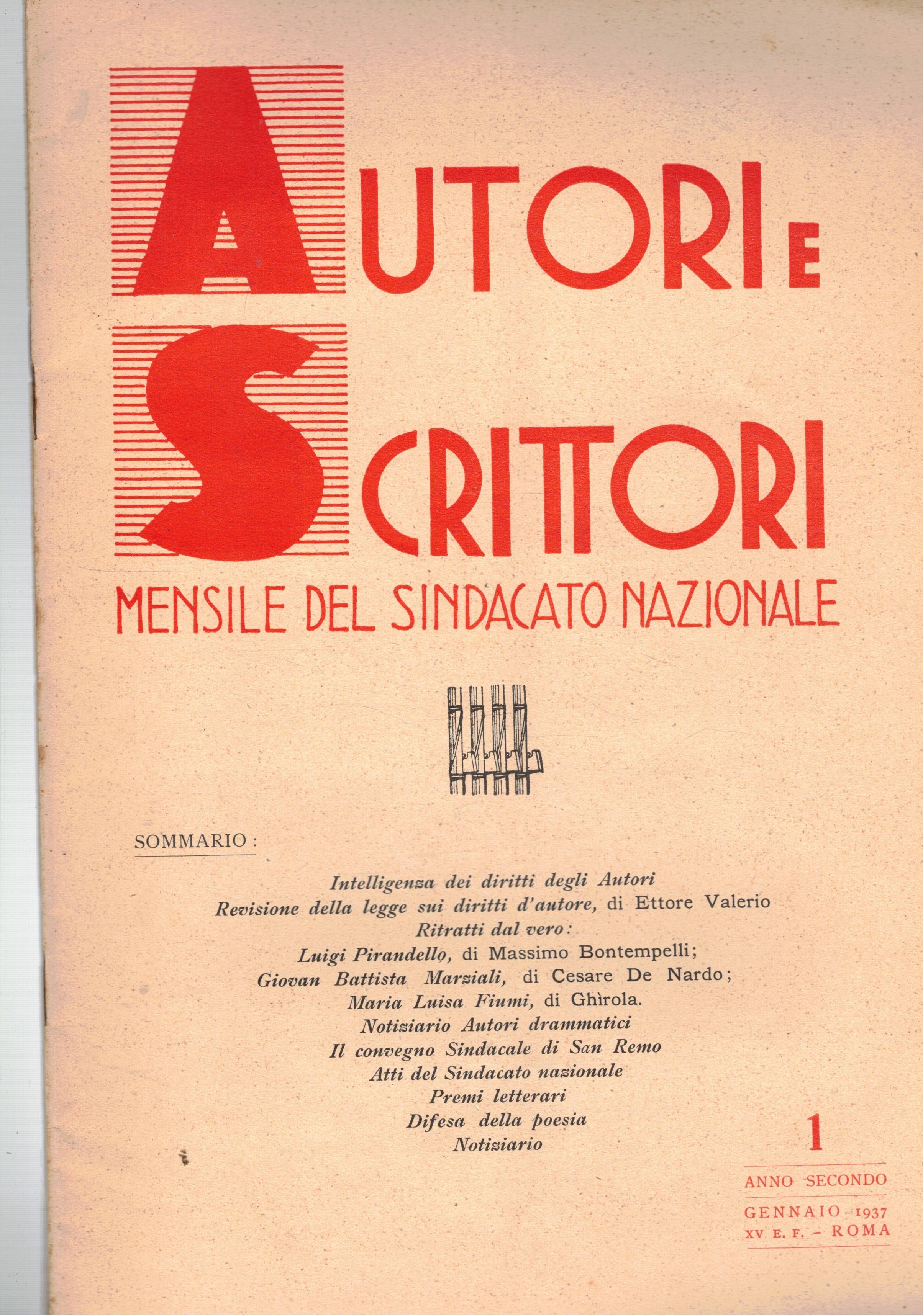 Autori e scrittori mensile del sindacato nazionale. Disponiamo dei n° …