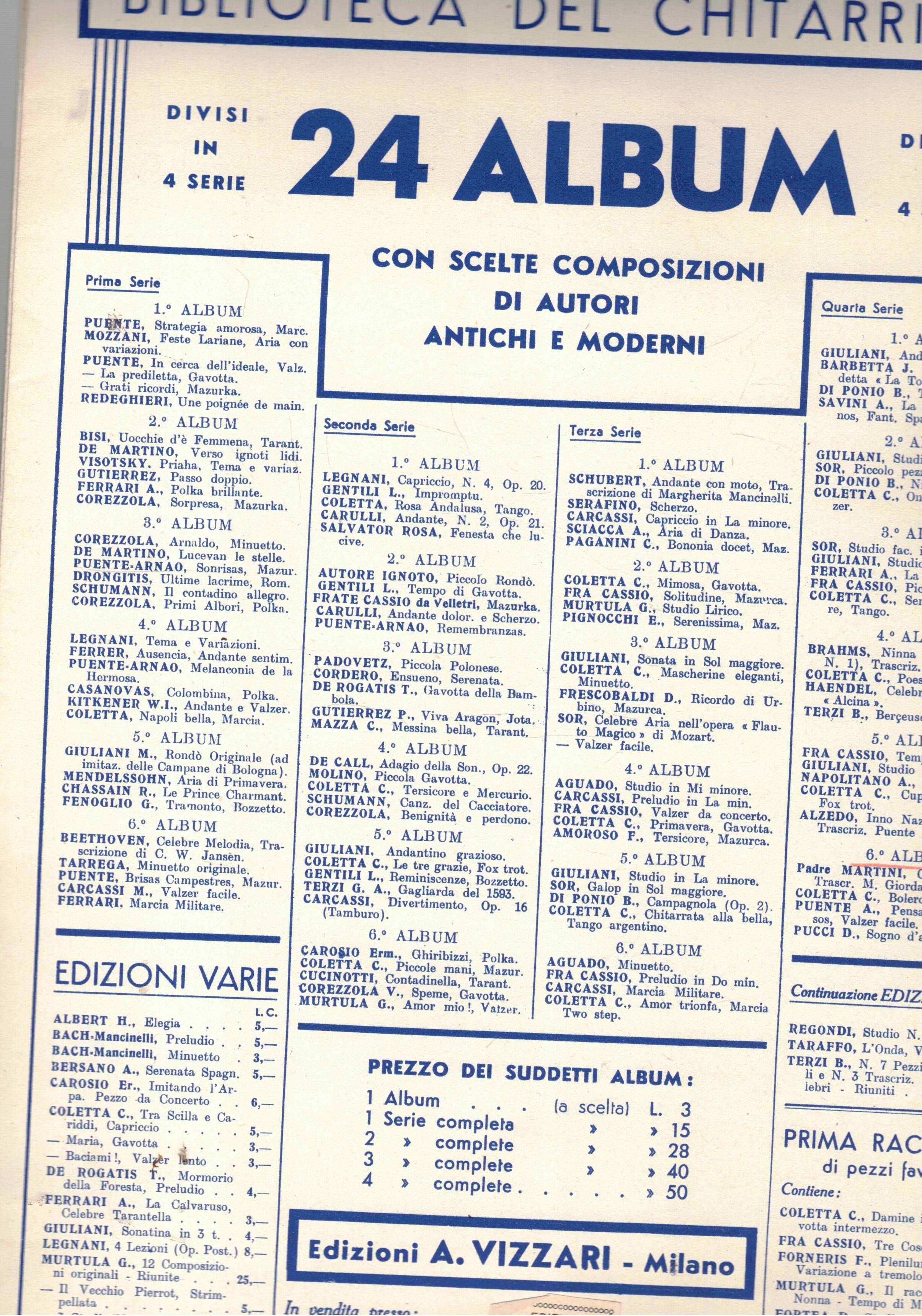 Biblioteca del chitarrista quarta serie in 6 album che contengono …