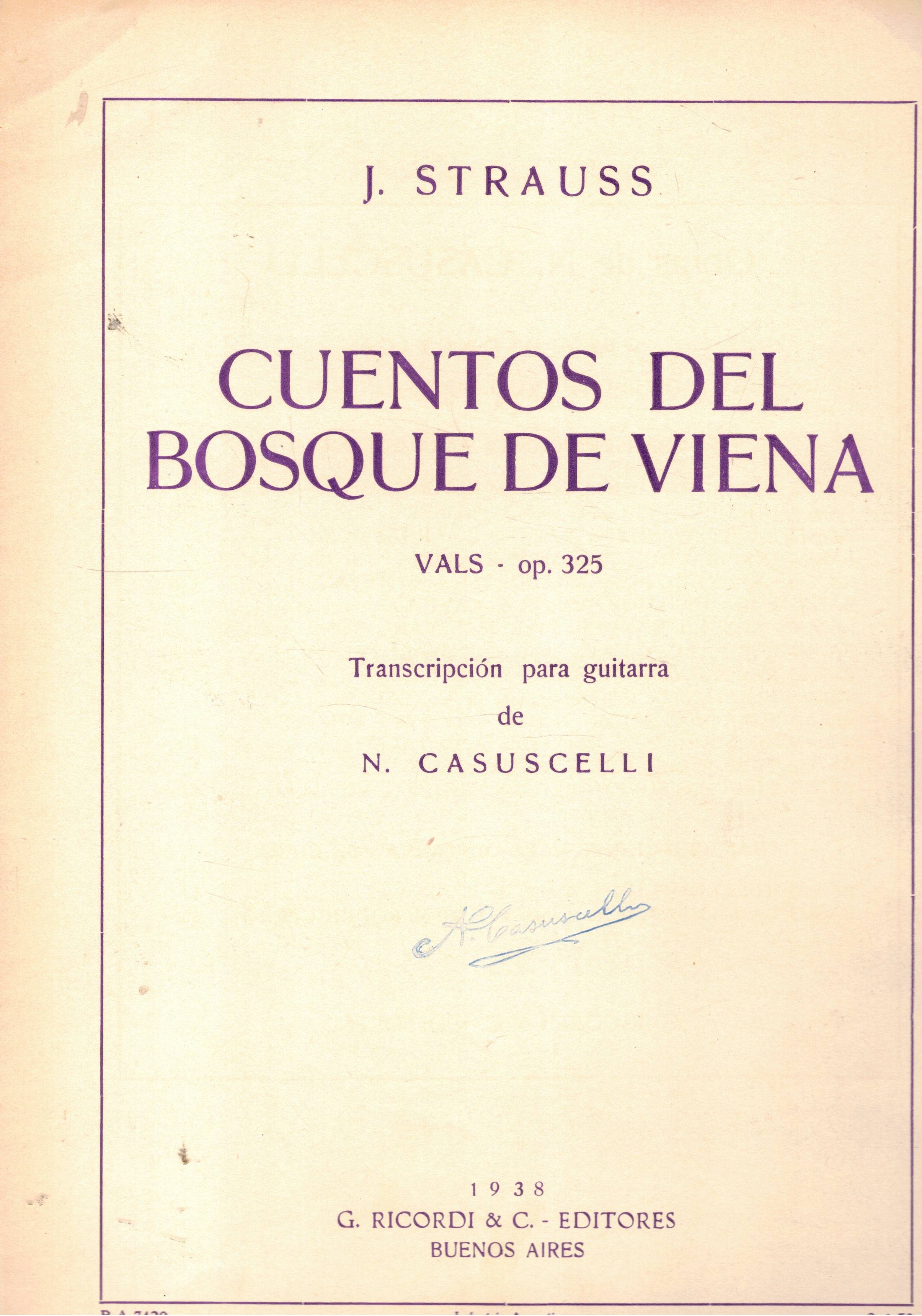 Cuentos del bosque de Viena. Vals op. 325. Transcription para …