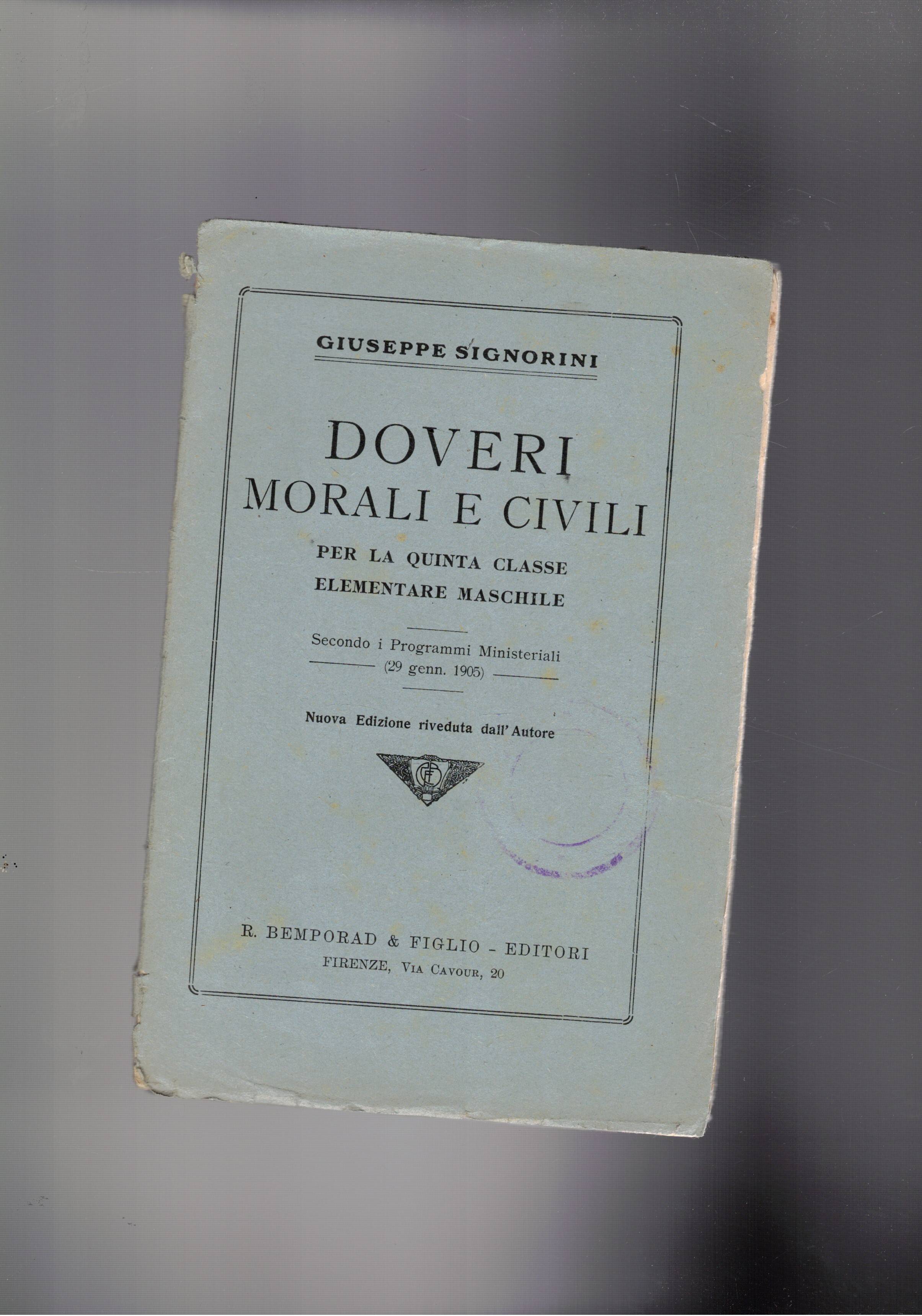 Doveri morali e civili, per la quinta classe elementare maschile.