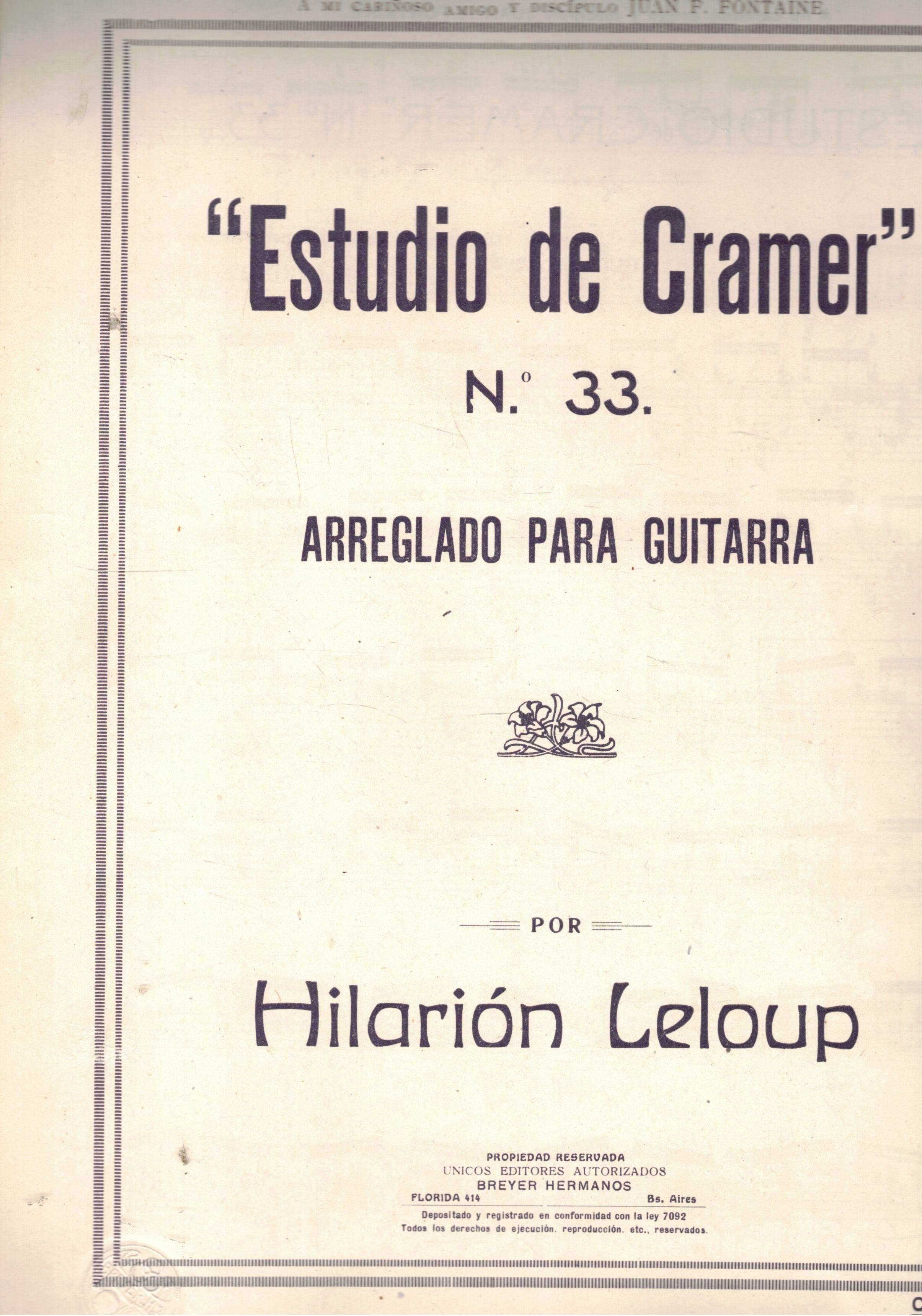 Estudiosa de Cramer n° 33 arreglado para guitarra.
