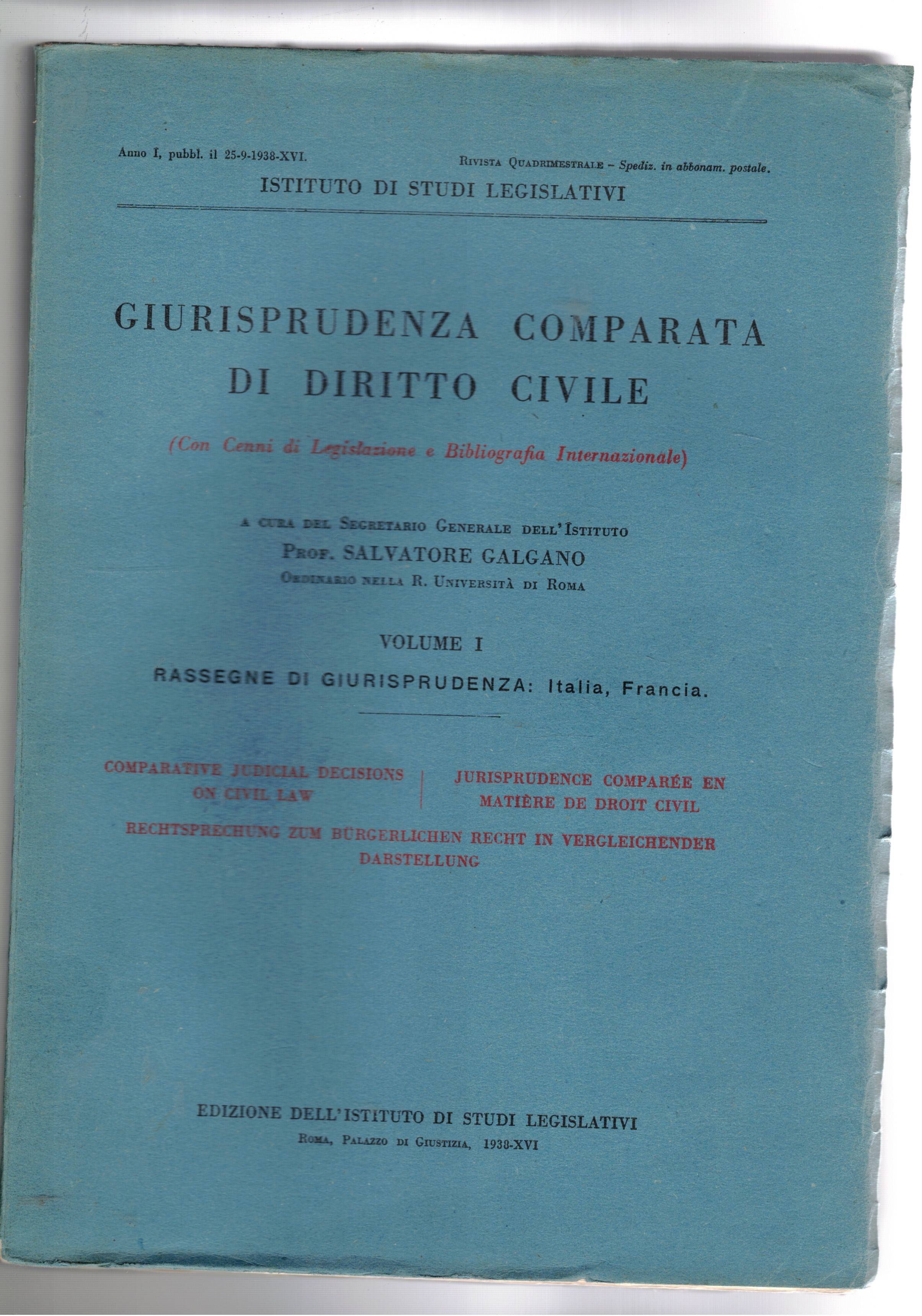 Giurisprudenza comparata di diritto internazionale privato. Con cenni di legislazione …