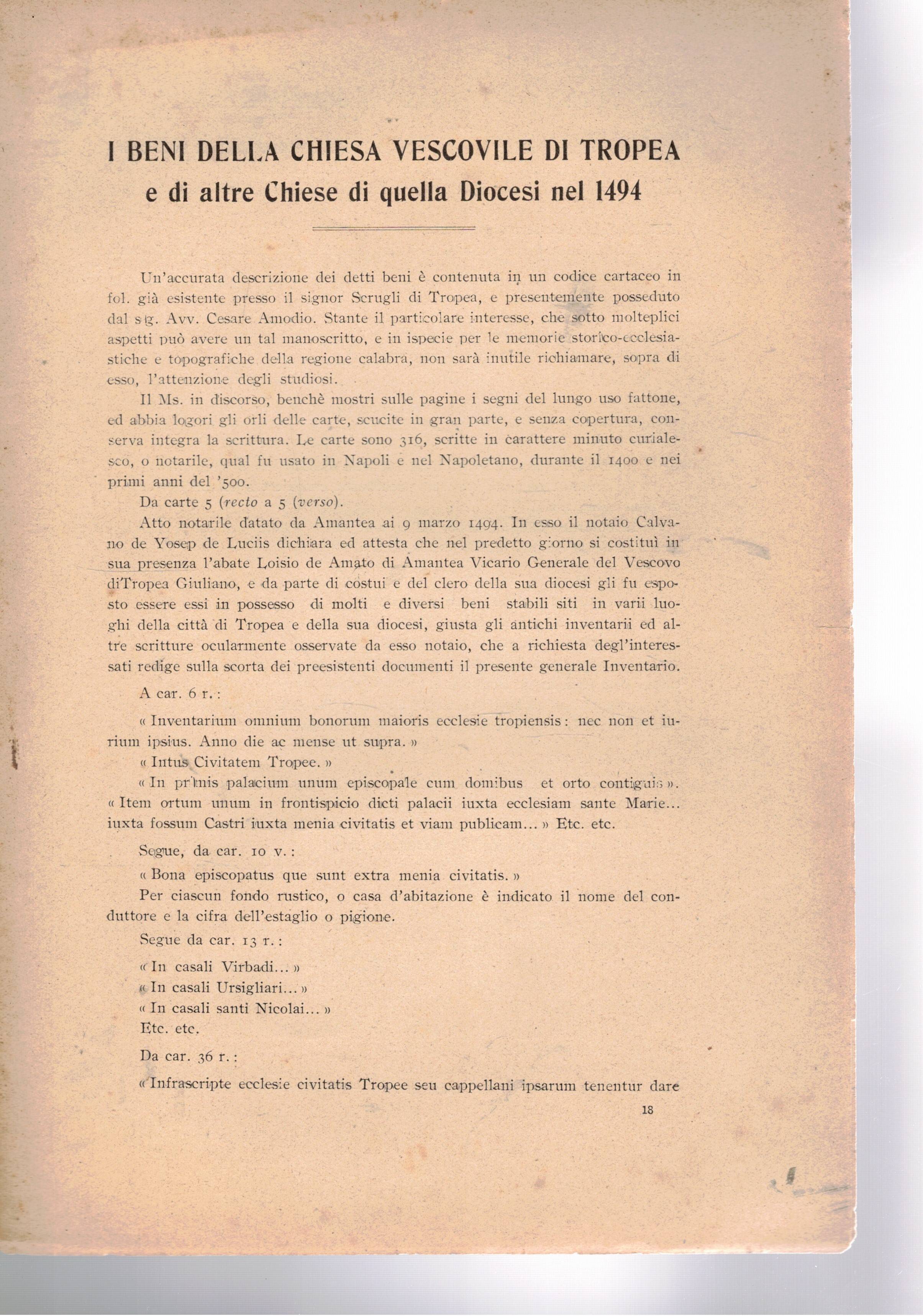 I beni della chiesa vescovile di Tropea e di altre …