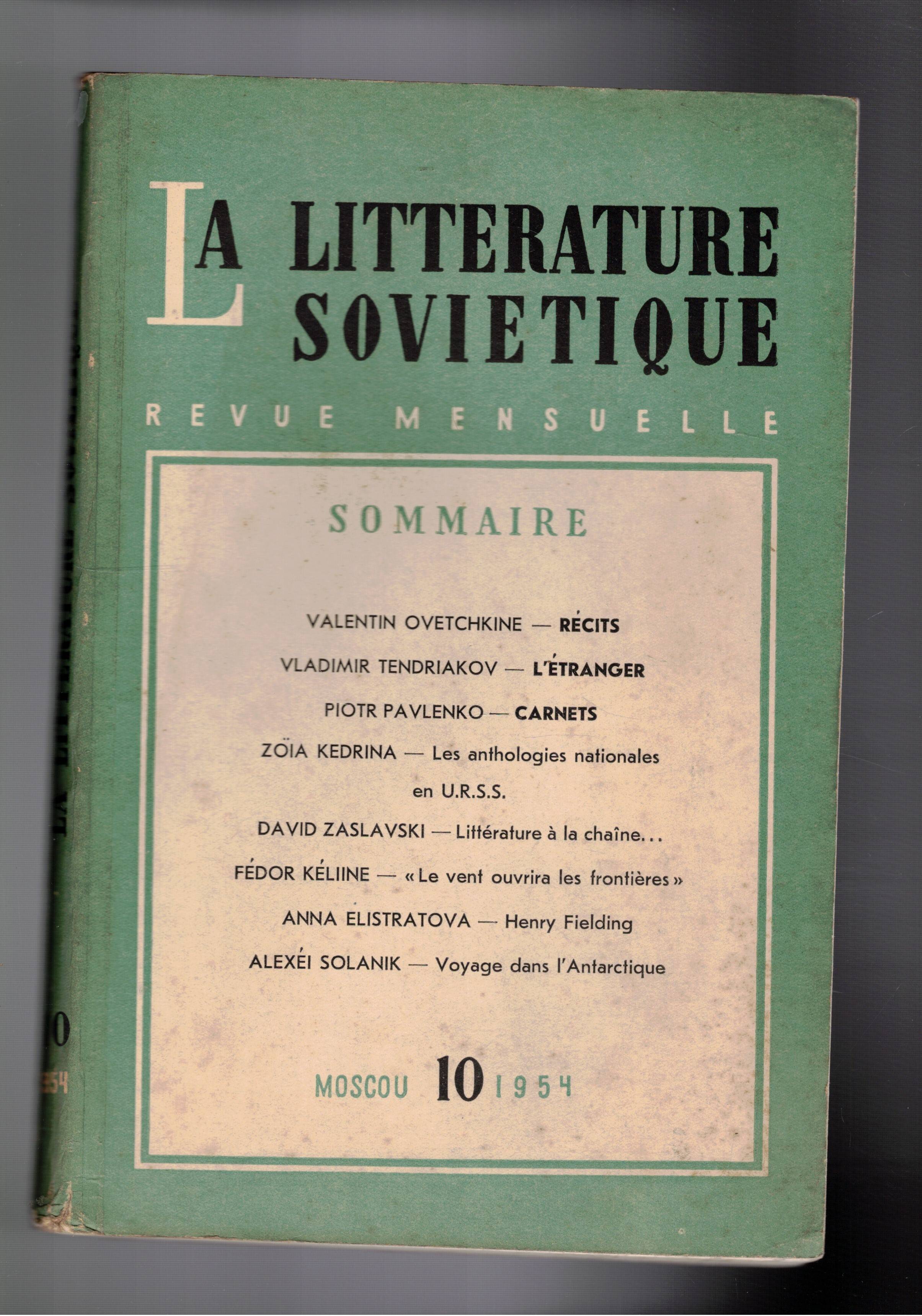 La Litterature Sovietique, revue mensuelle n° 10 del 1954. Ovetchkine …