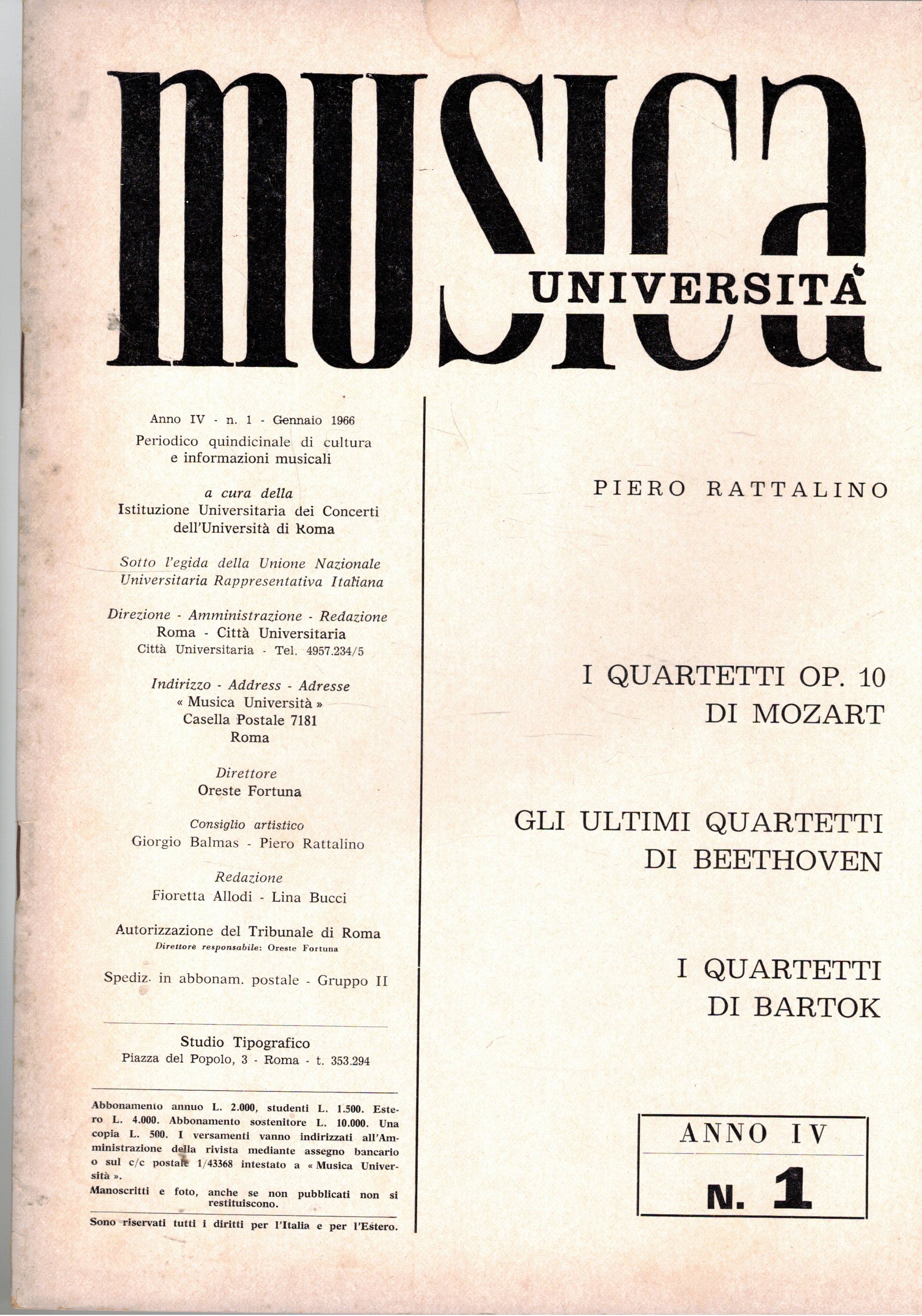 Musica Università, periodico a cura della università dei concerti dell'univ. …