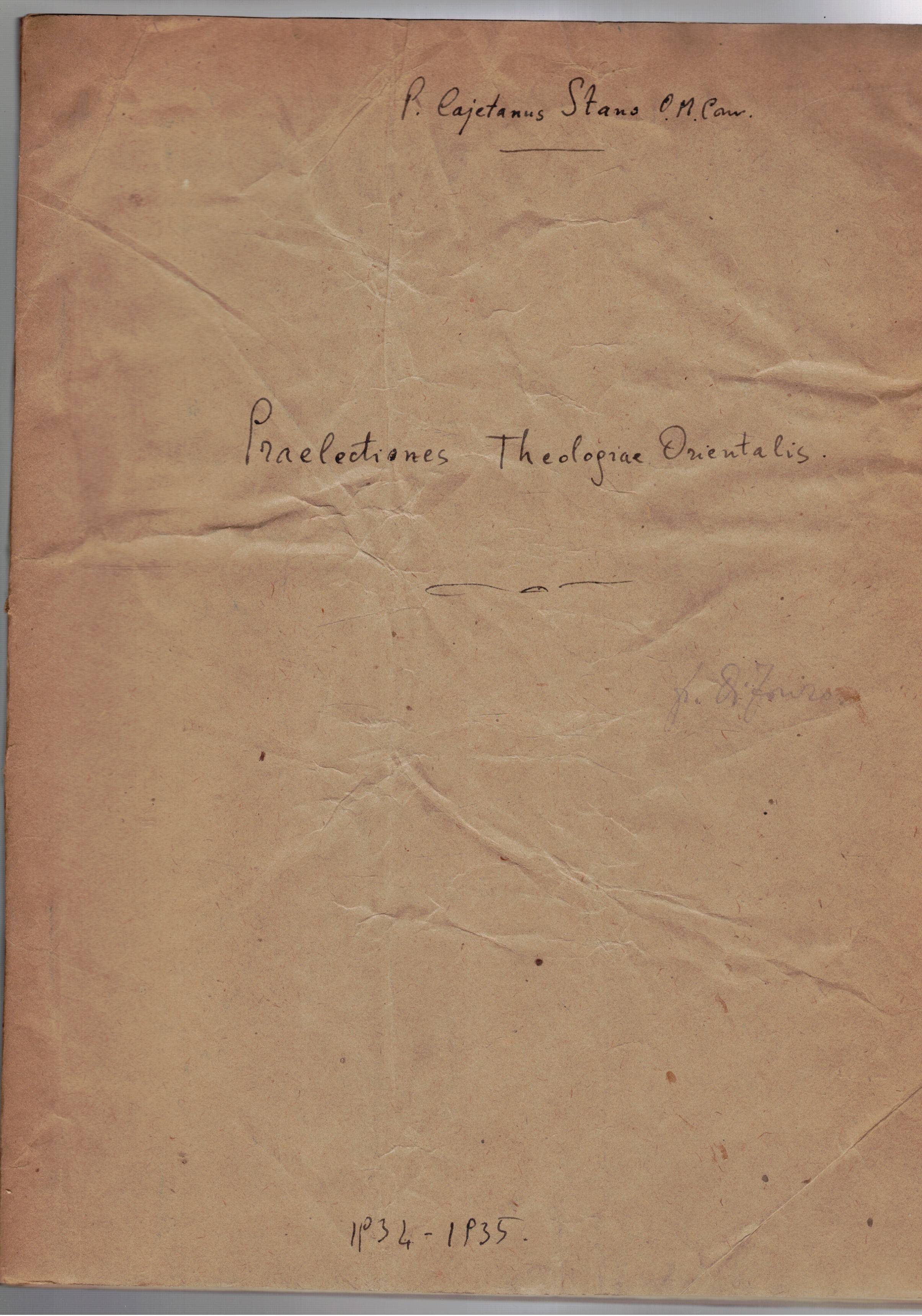 Praelectiones Theologiae Orientalis. Dispensa universitaria