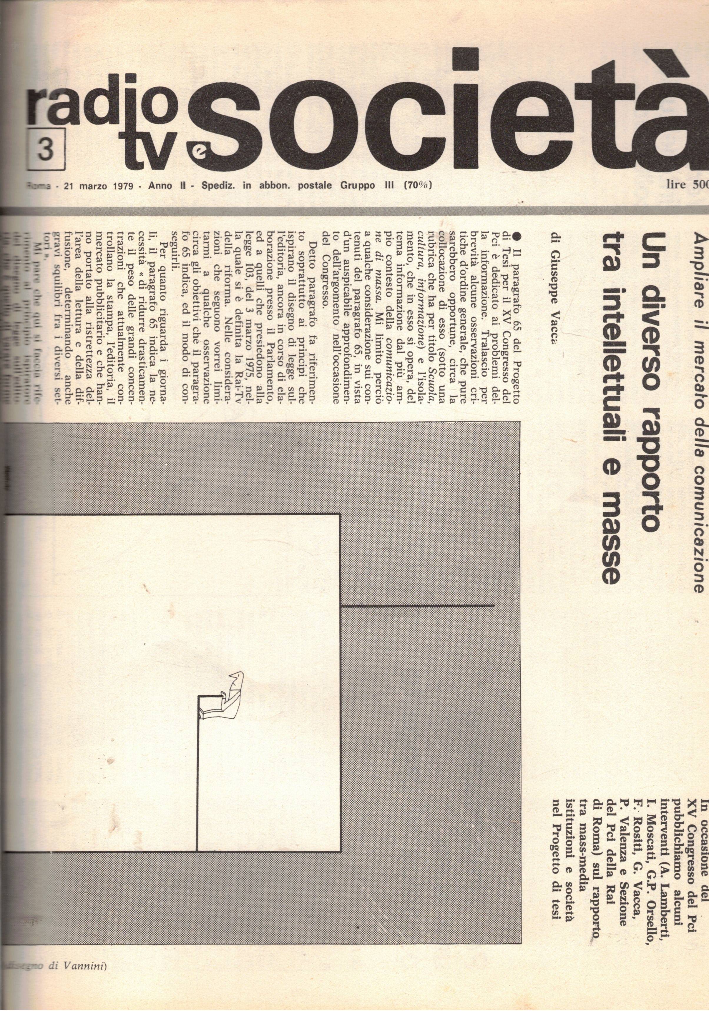 Radio TV e società, periodico mensile, disponiamo dell'anno 1979 mancante …