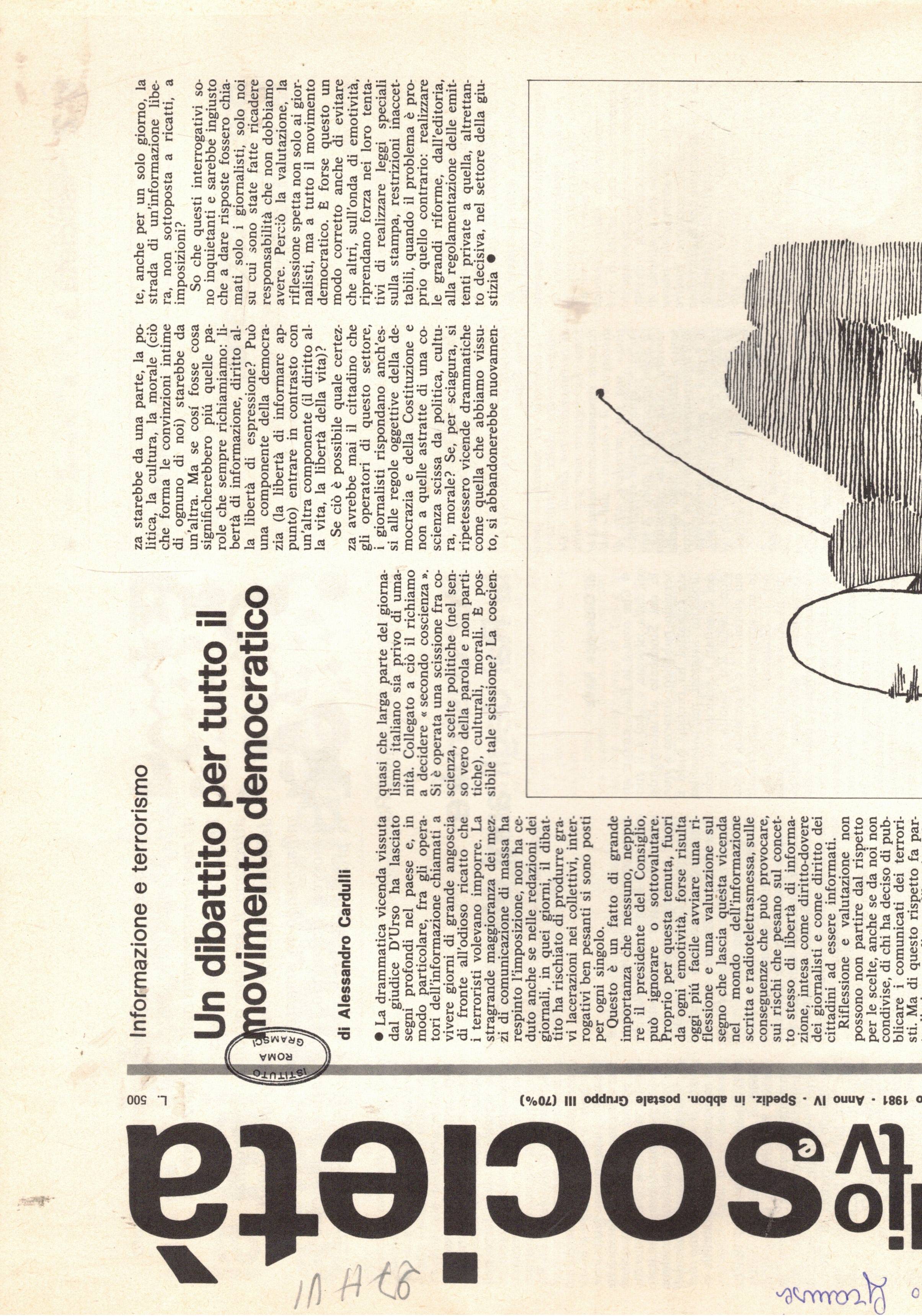 Radio TV e società, periodico mensile, disponiamo dell'anno 1981 del …