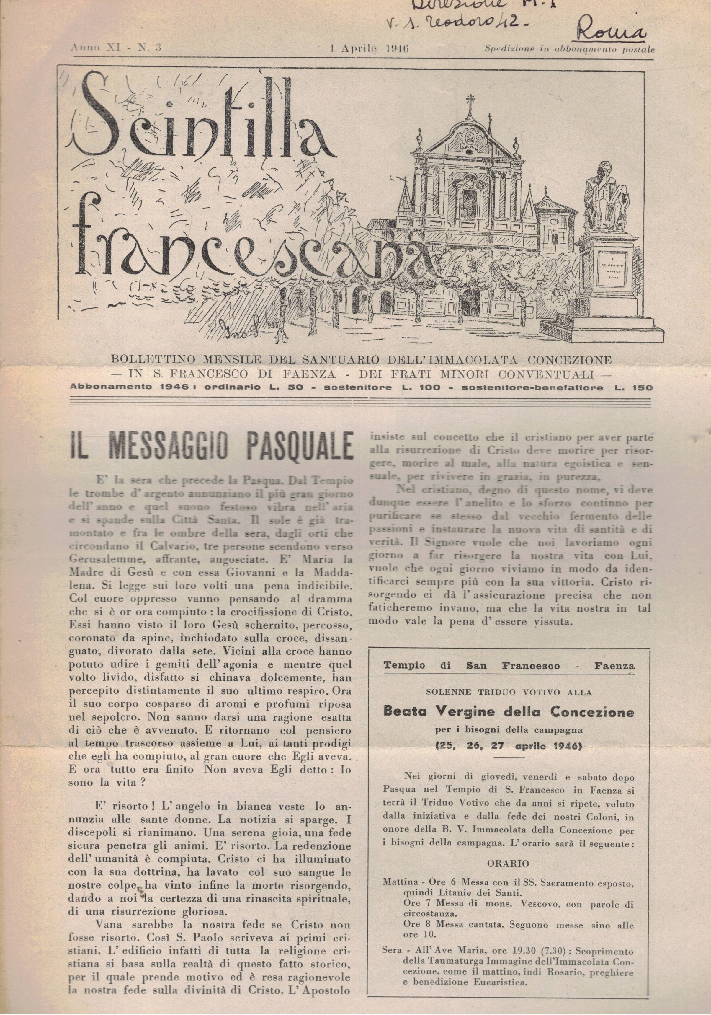 Scintilla francescana, bollettino mensile del santuario dell'Immacolata Concezione di S. …