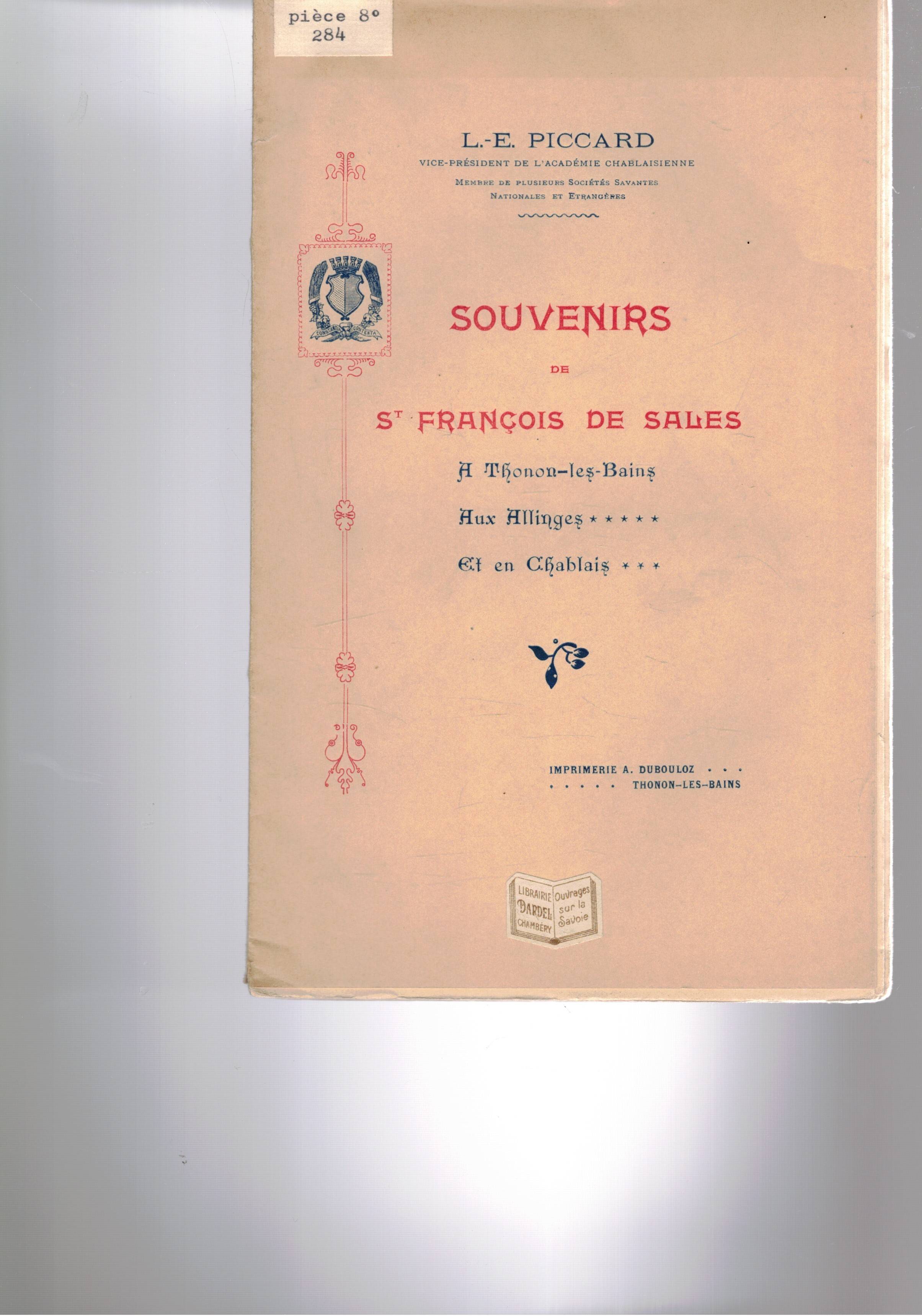 Souvenirs de S.Francois de Sales.