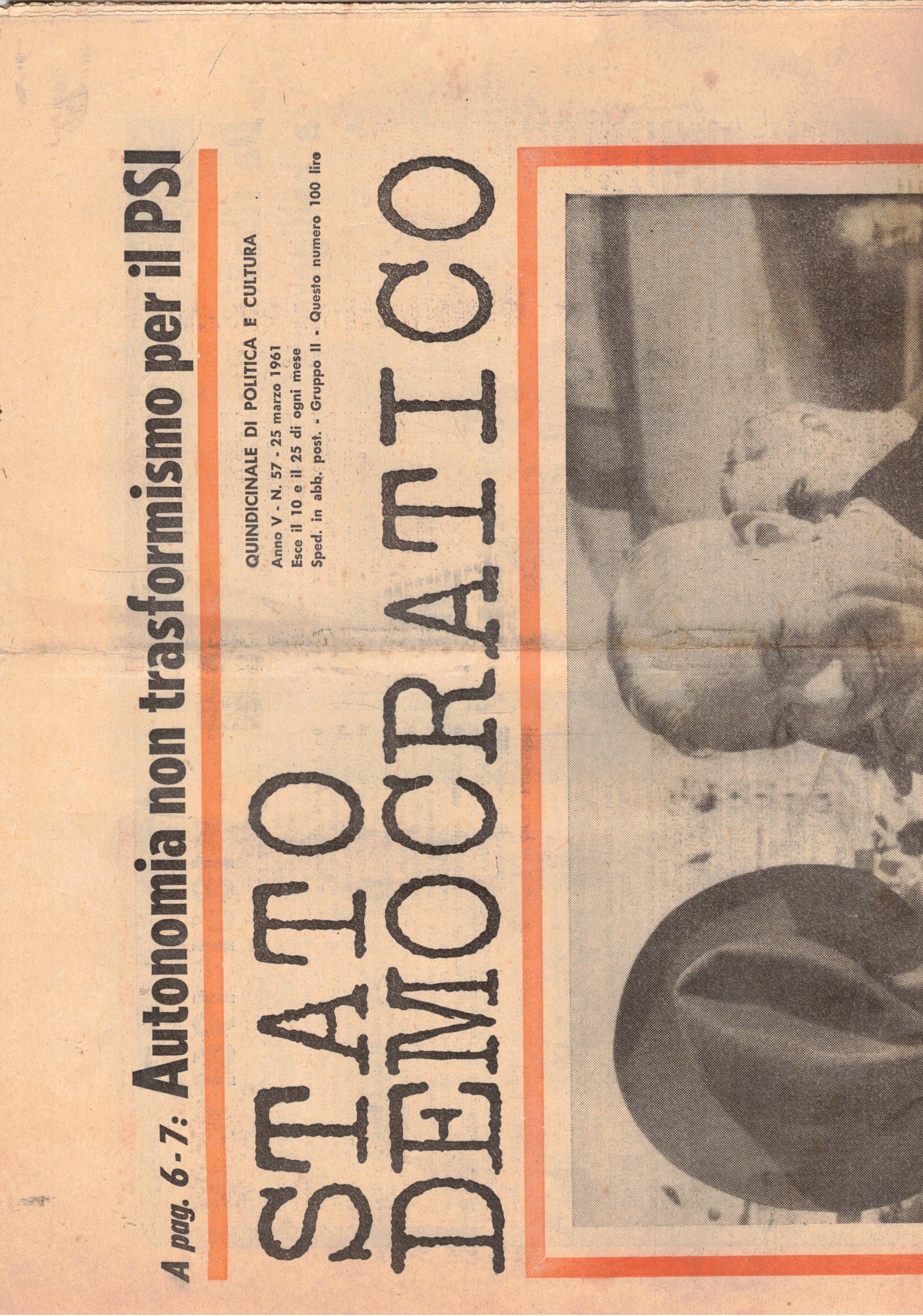 Stato democratico, quindicinale di politica e cultura disponiamo dei n° …