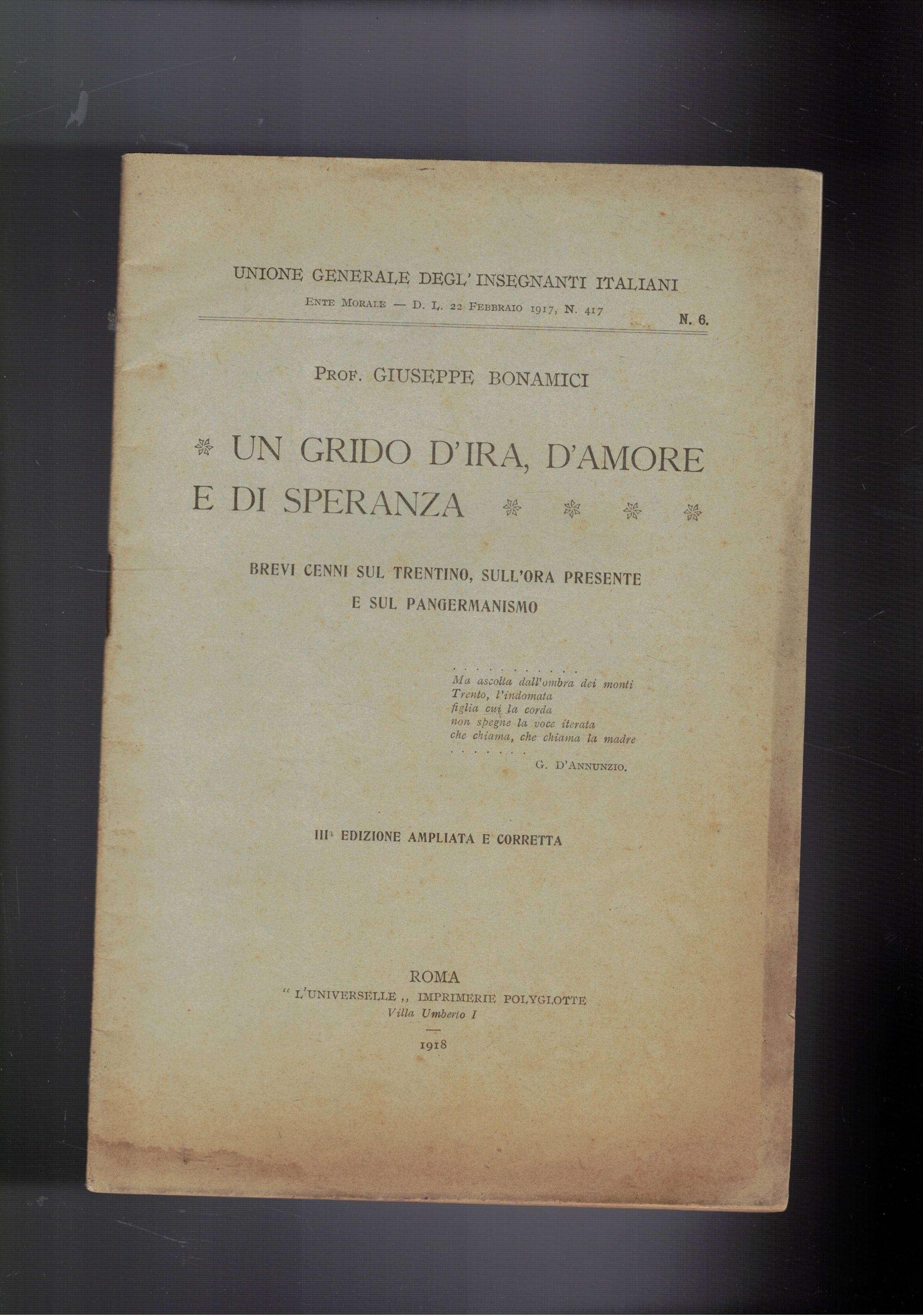 Un grido d'ira, d'amore e di speranza. Brevi cenni sul …