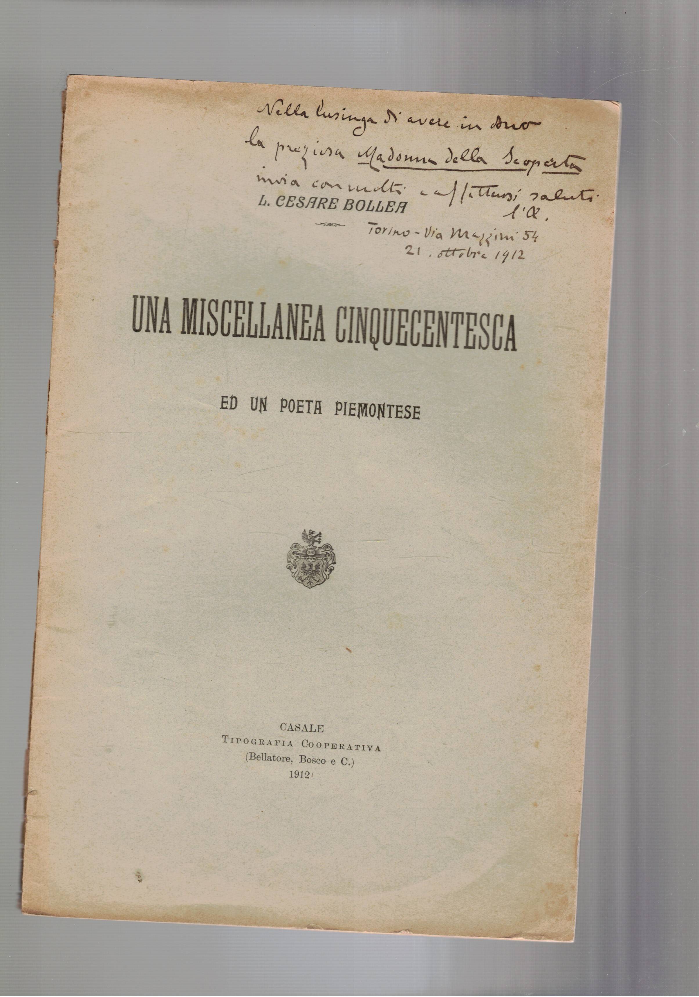 Una miscellanea cinquecentesca ed un poeta piemontese.