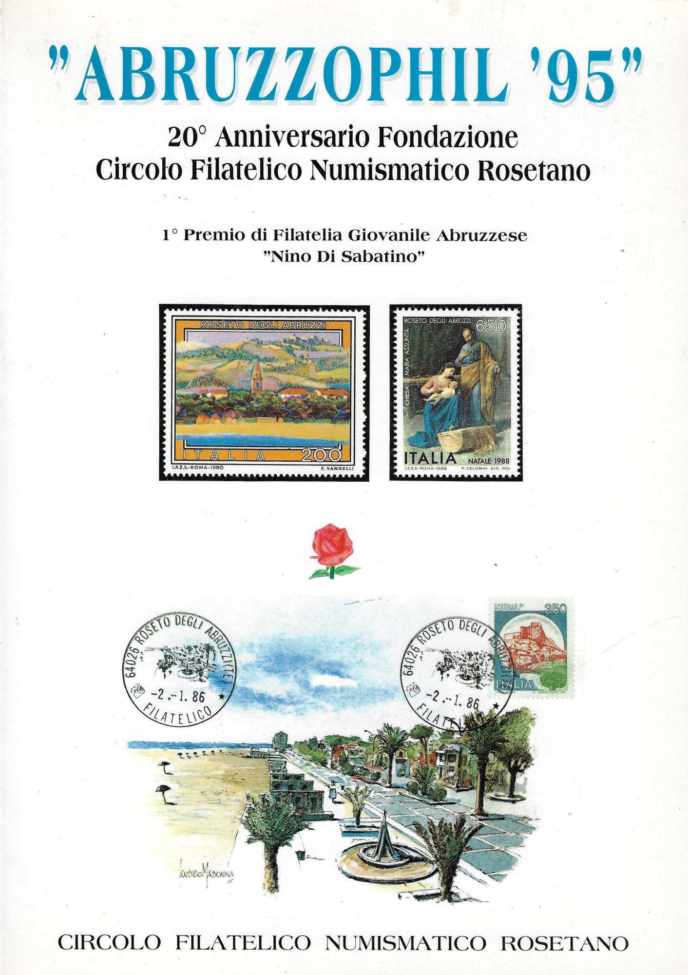 Abruzzophil '95. XX anniversario Fondazione Circolo Filatelico NUmismatico Rosetano