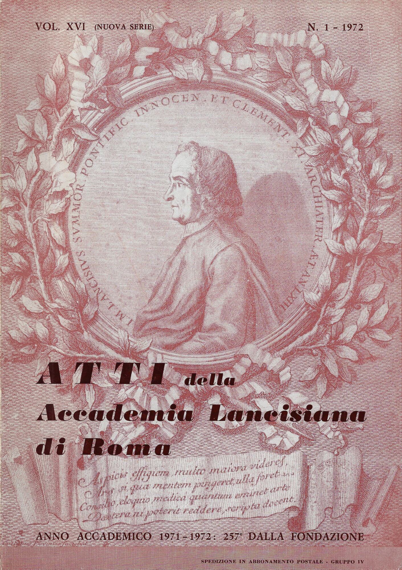 Atti della Accademia Lancisiana di Roma. Vol. XVI, n. 1 …