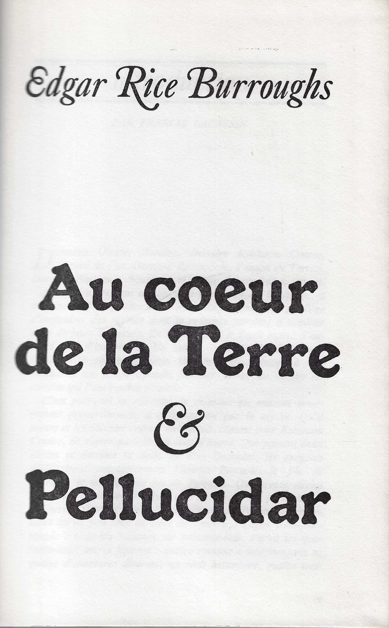 Au coeur de la terre &amp; Pellucidar