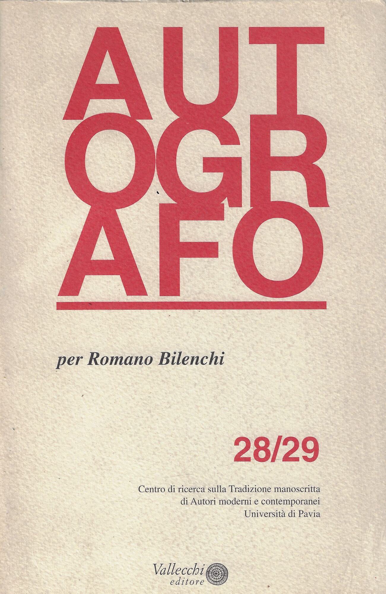 Autografo per Romano Bilenchi. 28/29