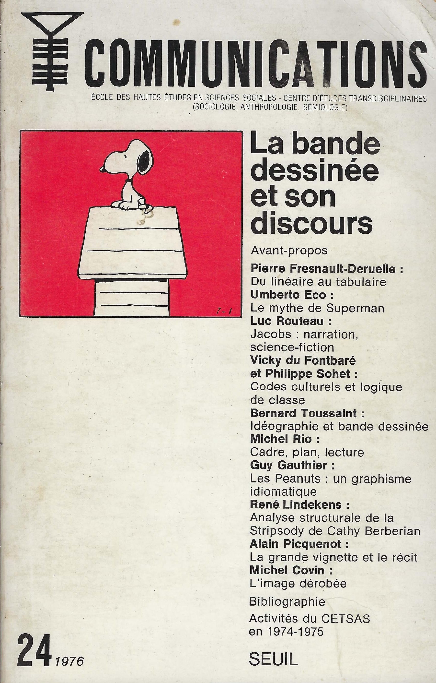 Communications n. 24-1976: La bande dessinée et son doscours