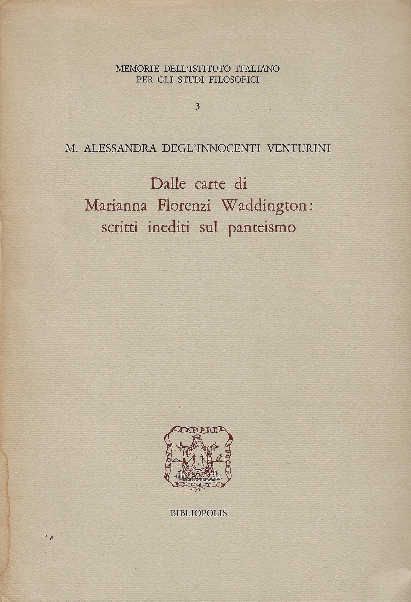 Dalle carte di Marianna Florenzi Waddington: scritti inediti sul panteismo