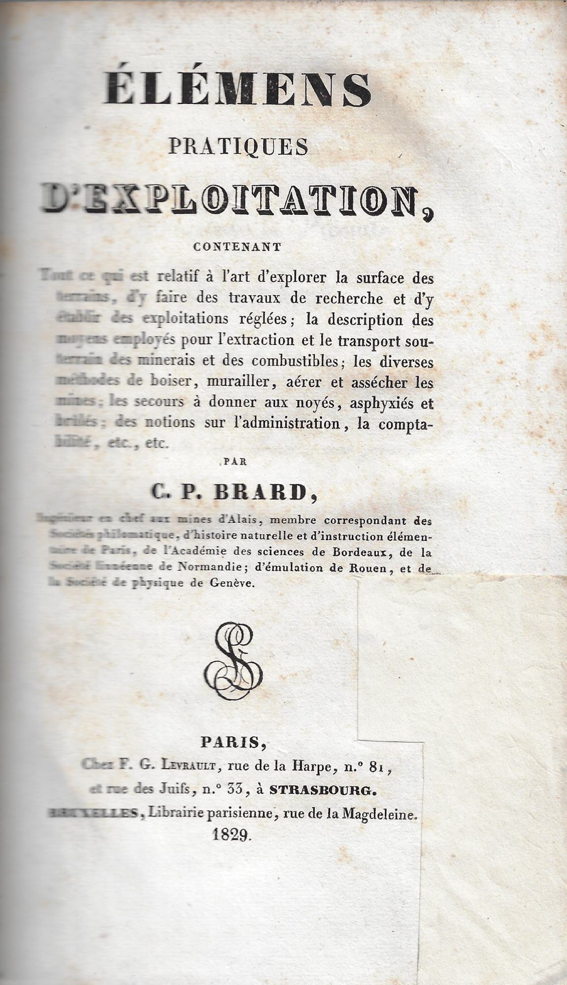 Elemens pratiques d'exploitation, contenant tout ce qui est relatif a …